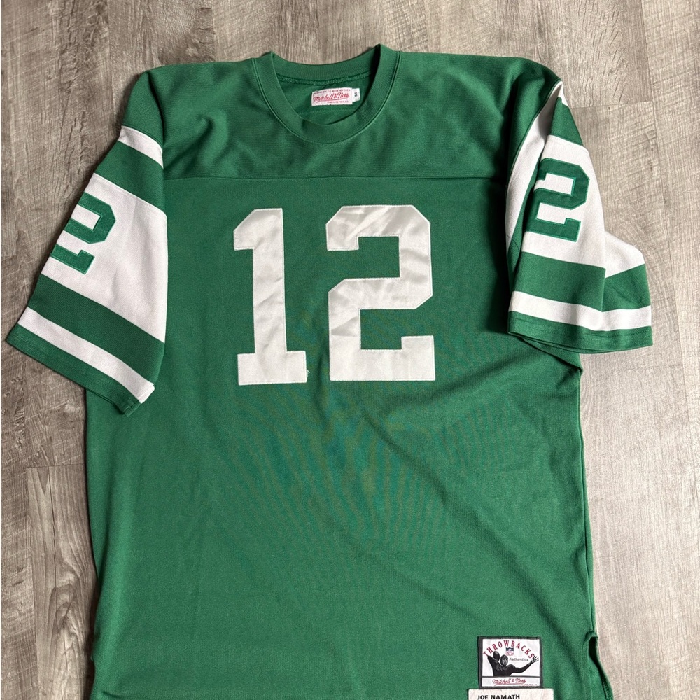 Mitchell & Ness Joe Namath Jets Green and White Football Jersey